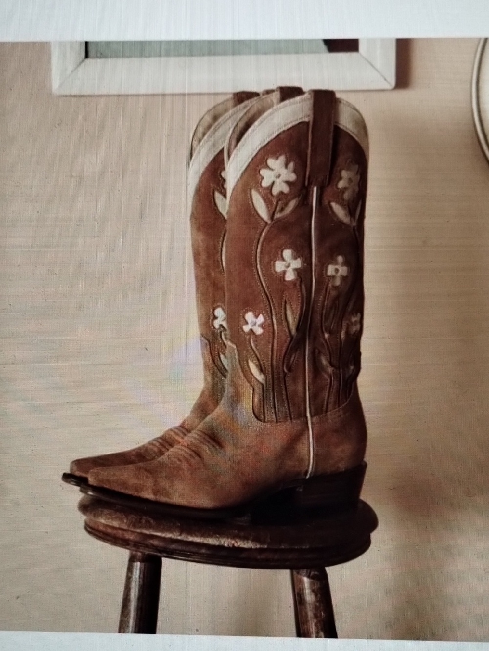 The GREAT X Stetson Suede Floral Cowboy Boots NIB 7 - Picture 5 of 11